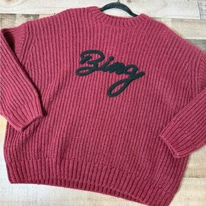 Anine Bing Sydney Crew Sweater Signature Logo Wool Alpaca NWT L Designer Cozy